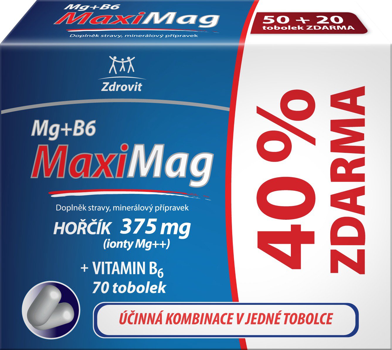 Zdrovit MaxiMag Hořčík 375 mg + B6, 70 tobolek