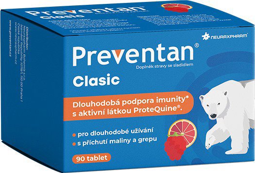 Preventan Clasic s příchutí malin a grepu 90 tablet