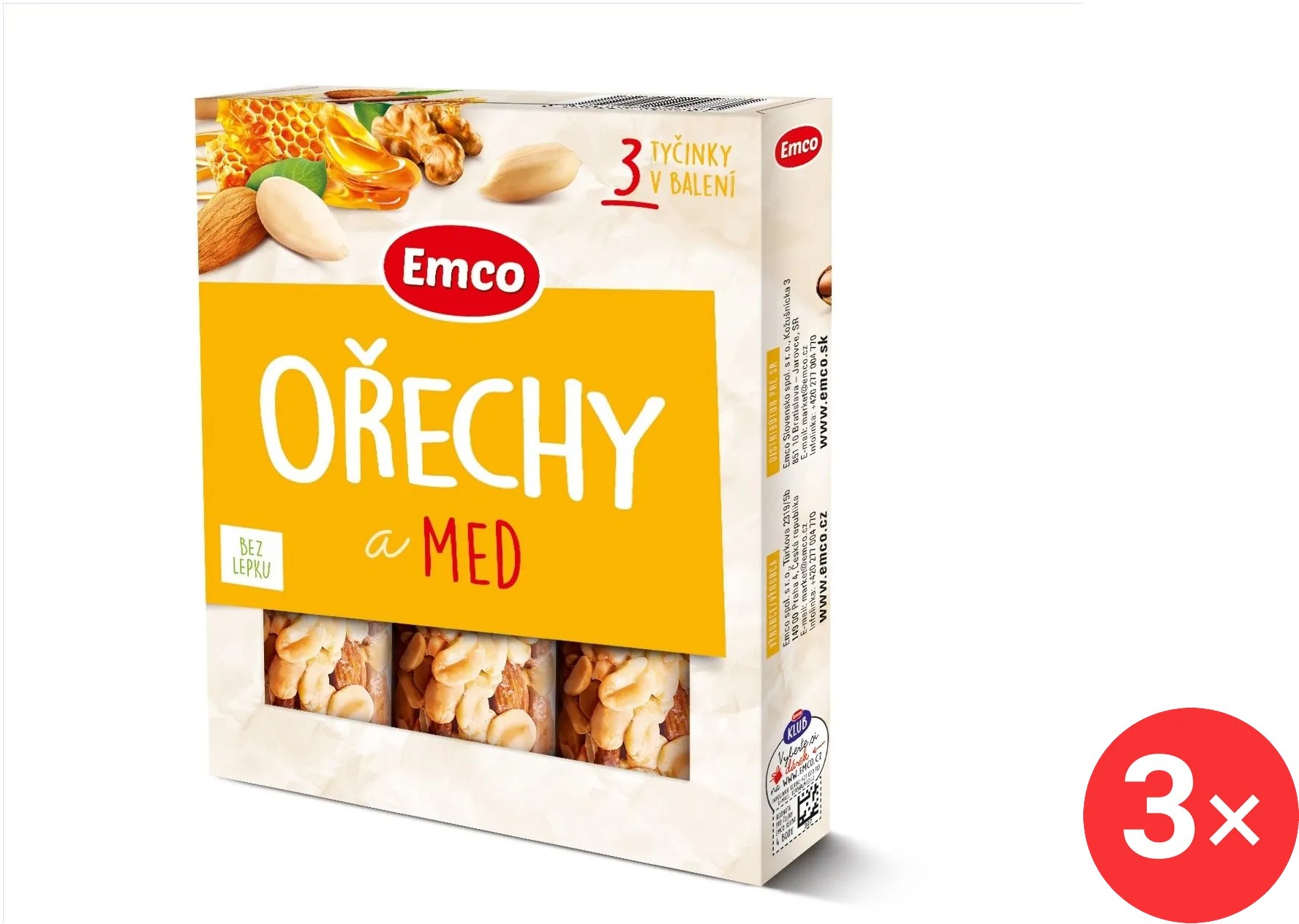 Emco Tyčinka s ořechy a medem 3x35g