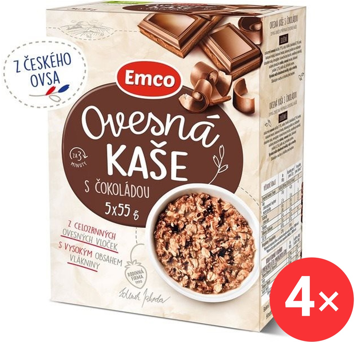 Emco Ovesná kaše s čokoládou 4 x (5x55g)