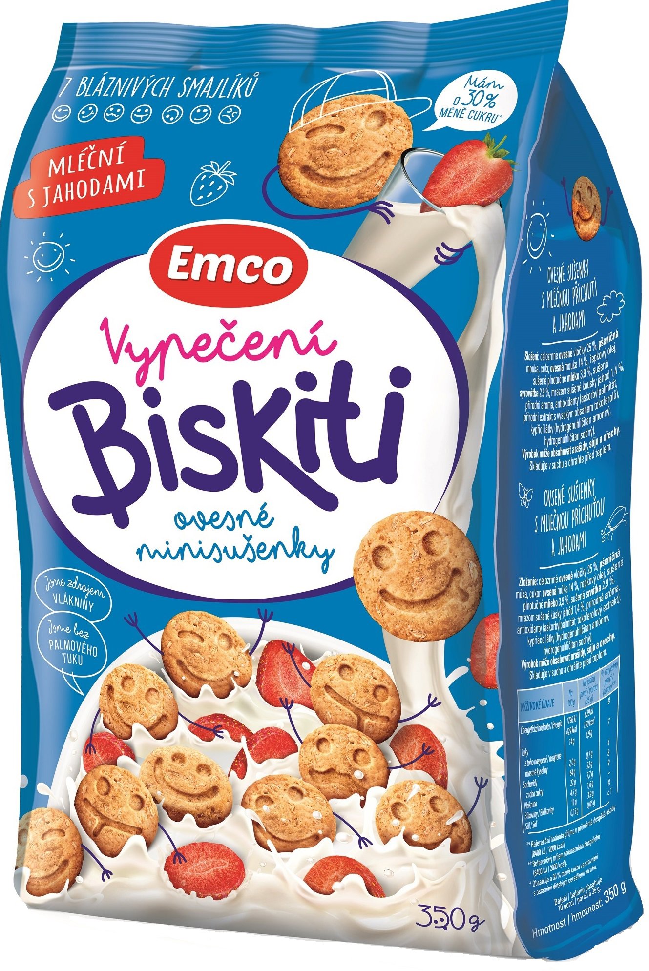 Emco Biskiti mléční s jahodami 350 g