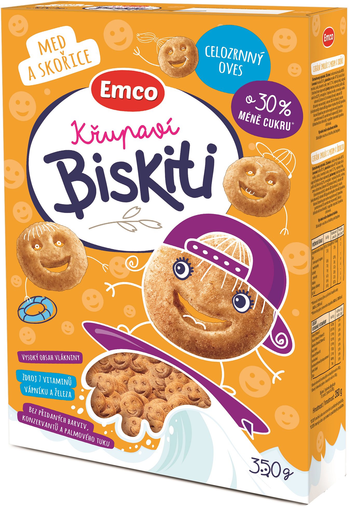 Emco Křupaví Biskiti Med & Skořice 350 g
