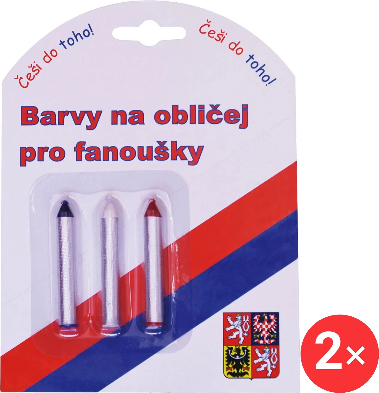 SPORTTEAM Barvy na obličej ČR2, tužky 2 × 3 ks