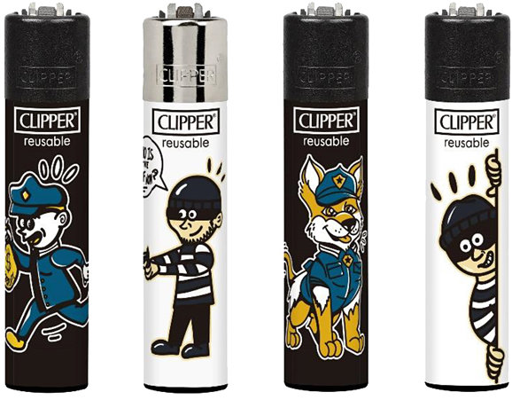 Flamagas Zapalovač Clipper CP11 Cops and Robbers, kolekce 4 kusy