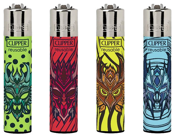 Flamagas Zapalovač Clipper CP11 Tribal Masks, kolekce 4 kusy