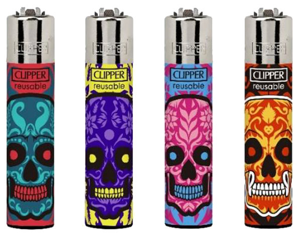Flamagas Zapalovač Clipper CP11 Marked Skulls, kolekce 4 kusy