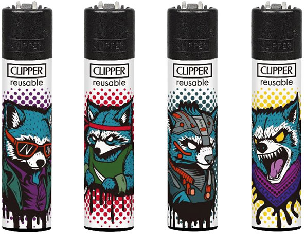 Flamagas Zapalovač Clipper CP11 Racoons, kolekce 4 kusy
