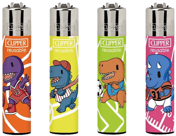 Flamagas Zapalovač Clipper CP11 Dino Sports, kolekce 4 kusy