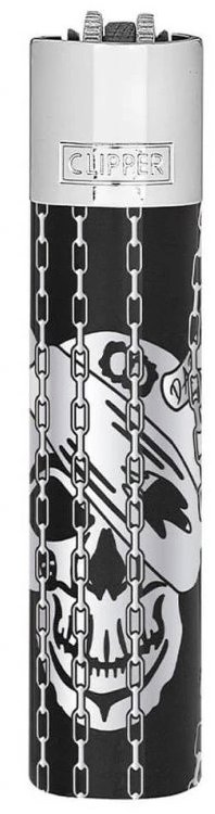 Flamagas Zapalovač Clipper Deadly Chains+Giftbox, černo stříbrný