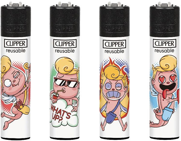 Flamagas Zapalovač Clipper CP11RH Funny Cupid, kolekce 4 kusy