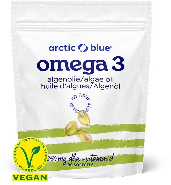 Arctic Blue Vegan Omega 3 Algae 90 kapslí (250 mg DHA & Vitamin D)