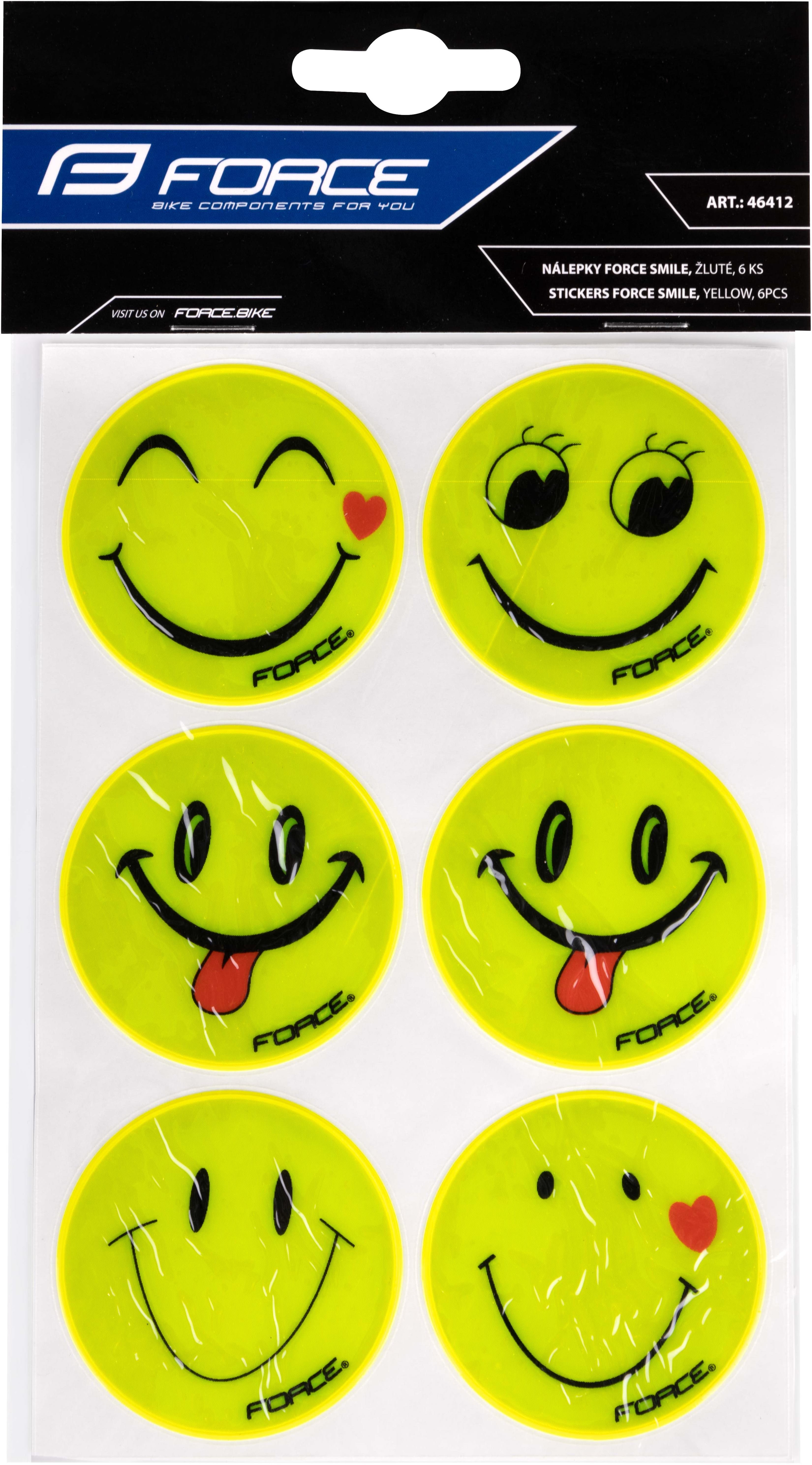 Force Nálepky SMILE, žluté, 6 ks