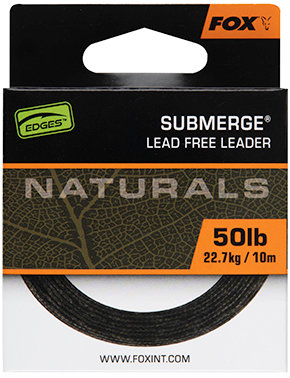 FOX Šňůrka Naturals Submerge Leader 10 m 50 lb 22,7 kg