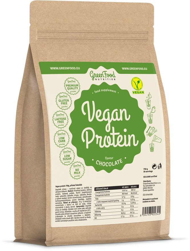 GreenFood Nutrition Vegan protein 750g, chocolate