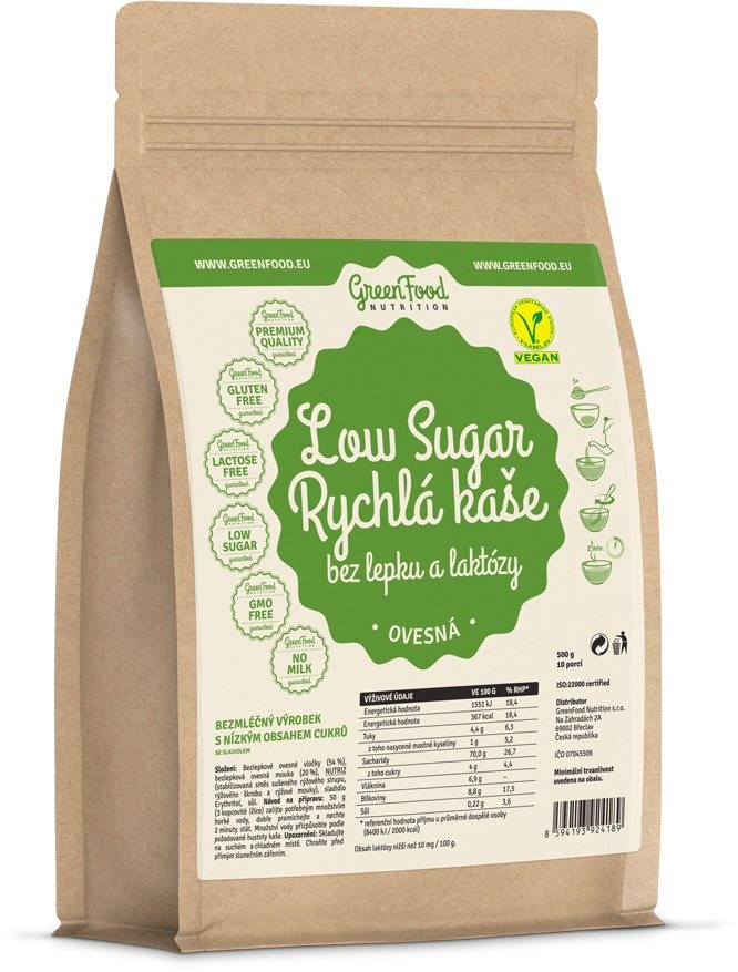 GreenFood Nutrition Low Carb Rychlá kaše ovesná, 500g