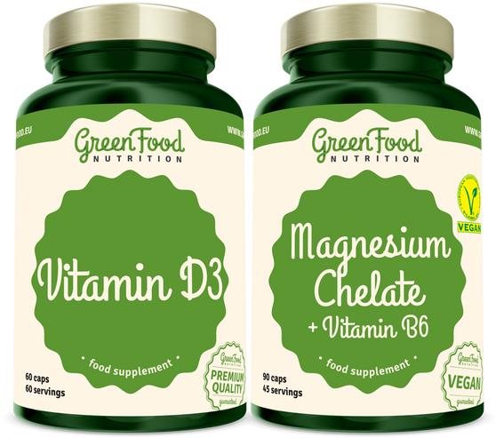 GreenFood Nutrition Magnesium Chelate 90 kapslí + Vitamin D3 60 kapslí