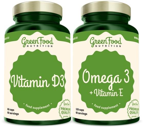 GreenFood Nutrition Omega 3 + Vitamin E 120 kapslí +Vitamin D3 60 kapslí