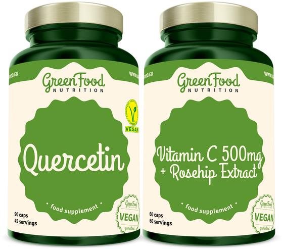 GreenFood Nutrition Quercetin 90 kapslí + Vitamin C 500mg 60 kapslí