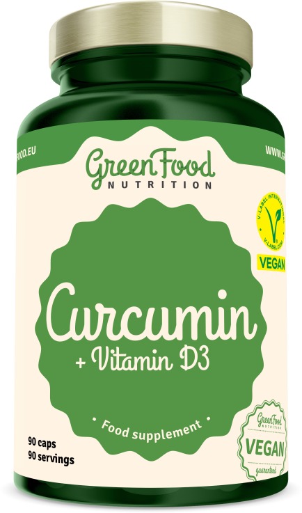GreenFood Nutrition Curcumin + Vitamin D3 90 kapslí