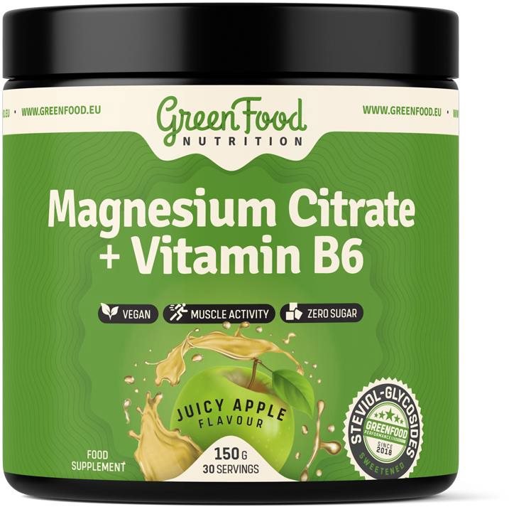 GreenFood Nutrition Magnesium Citrate + Vitamin B6 150 g, juicy apple