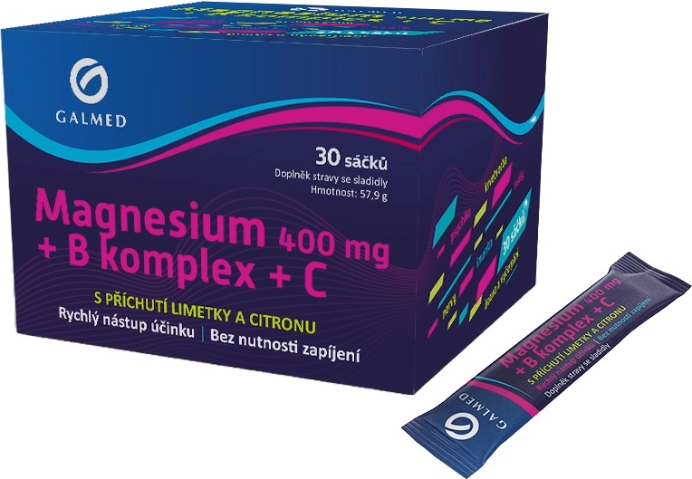 Galmed Magnesium 400 mg + B-komplex + Vitamín C 30 sáčků