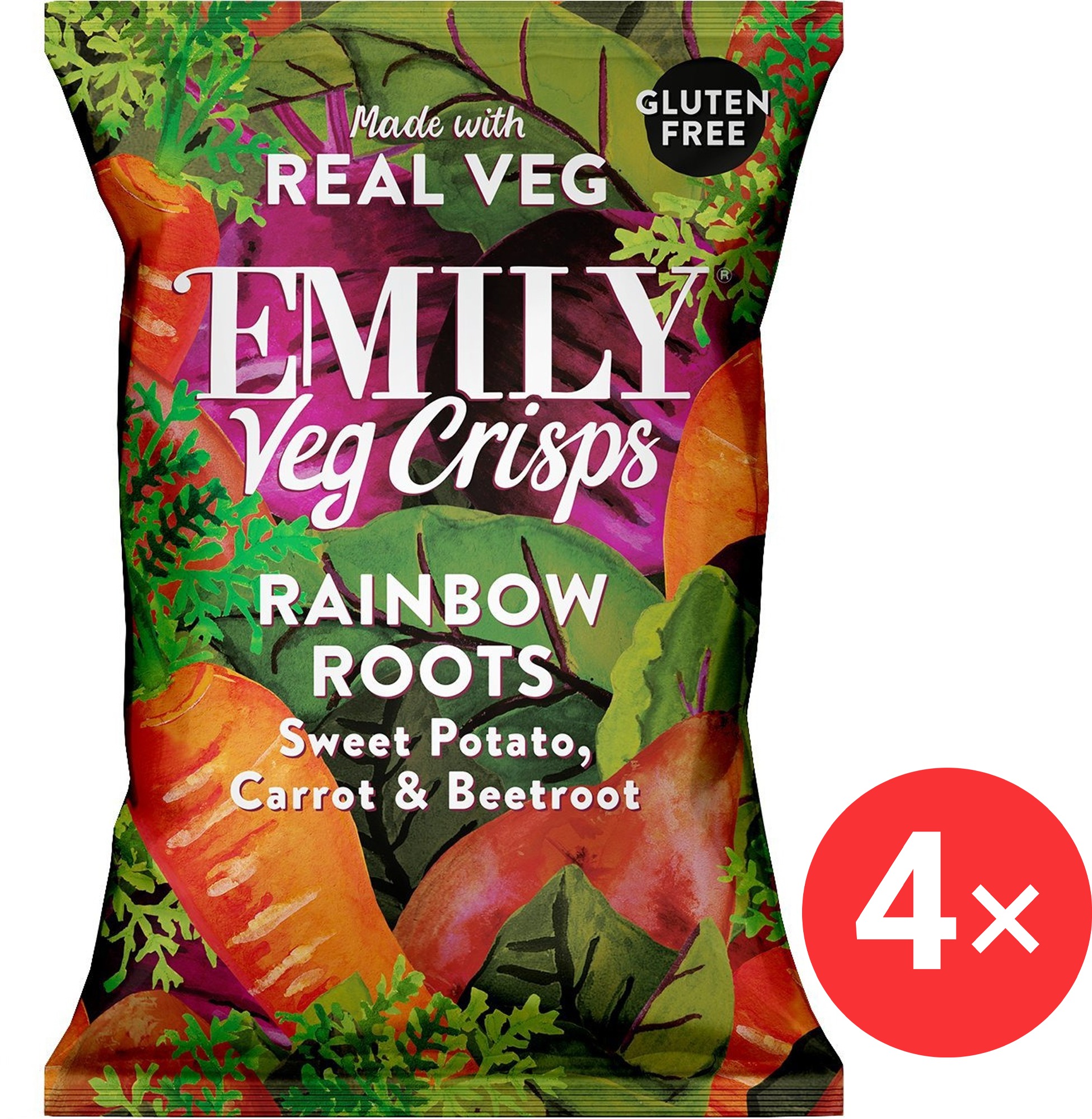 Emily Veg Crisps, Zeleninové chipsy 4 x 30 g