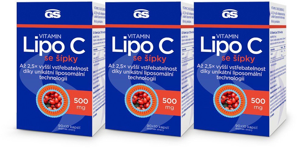 GS Vitamin Lipo C se šípky 500 mg, 3x 100 kapslí