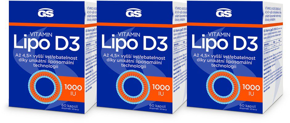 GS Vitamin Lipo D3, 1000 IU, 3x 60 kapslí