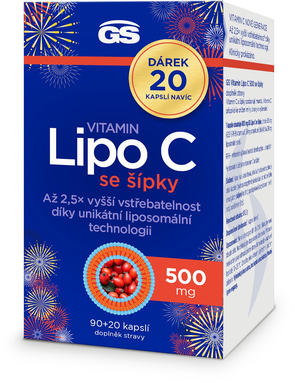 GS Vitamin Lipo C 500 mg se šípky, 90 + 20 kapslí