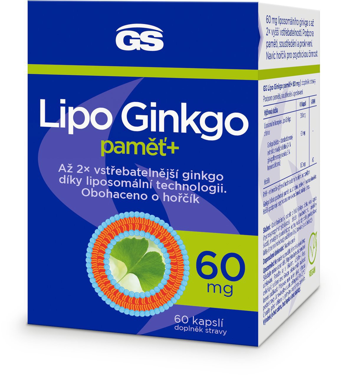 GS Lipo Ginkgo paměť+ 60 mg, 60 kapslí