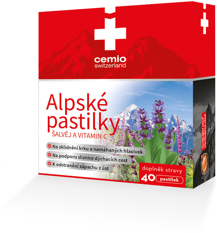Cemio Alpské pastilky šalvěj a vitamin C, 40 pastilek