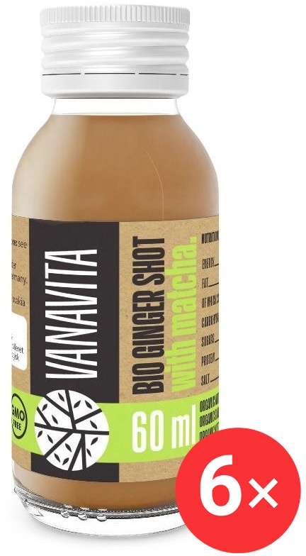VanaVita Bio Ginger shot with matcha, 6 x 60 ml