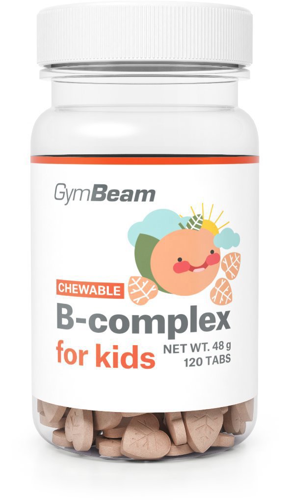 GymBeam B-komplex, tablety na cucání pro děti meruňka 120 tablet