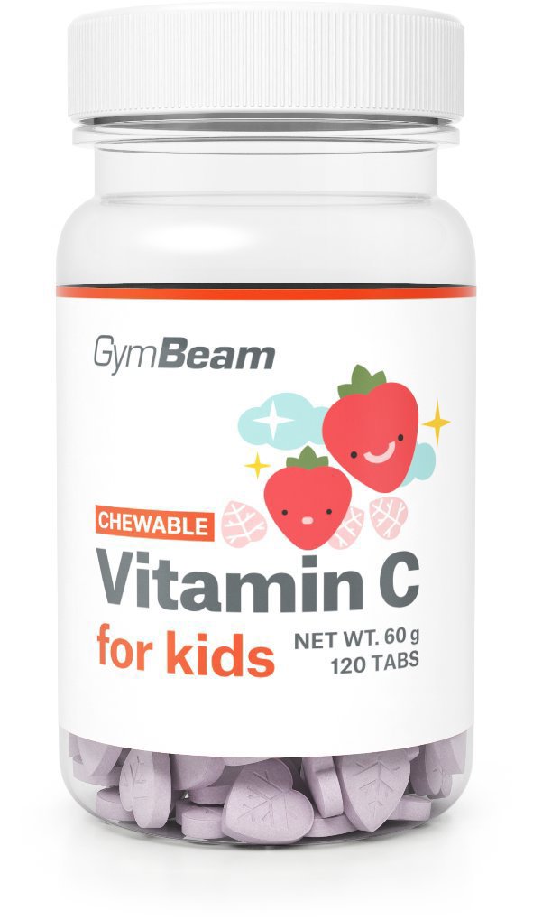 GymBeam Vitamín C, tablety na cucání pro děti jahoda 120 tablet