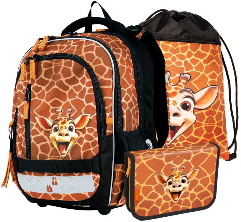 Školní set Helma 365 Stil Junior Giraffe s veselým designem žirafy.