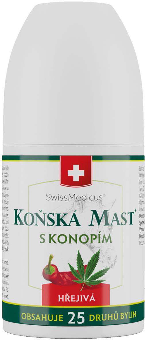 SwissMedicus Koňská Mast s konopím hřejivá Roll-On 90 ml