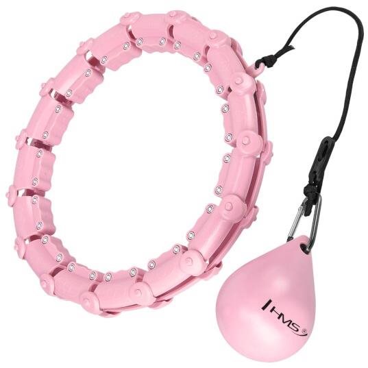HMS HHW02 masážní hula hoop obruč se závažím, růžová