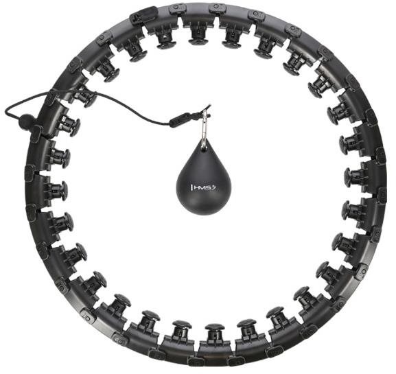 HHW12 plus size černá masážní hula hop obruč se závažím HMS