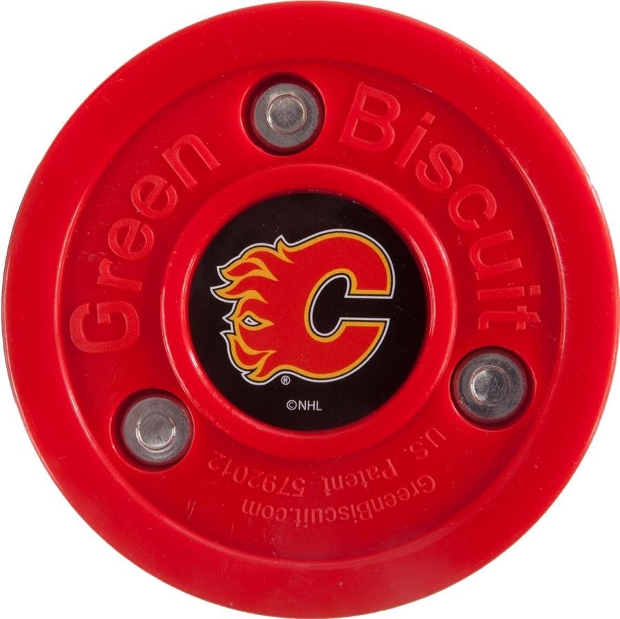 Green Biscuit CALGARY FLAMES NHL Puk, červená, velikost