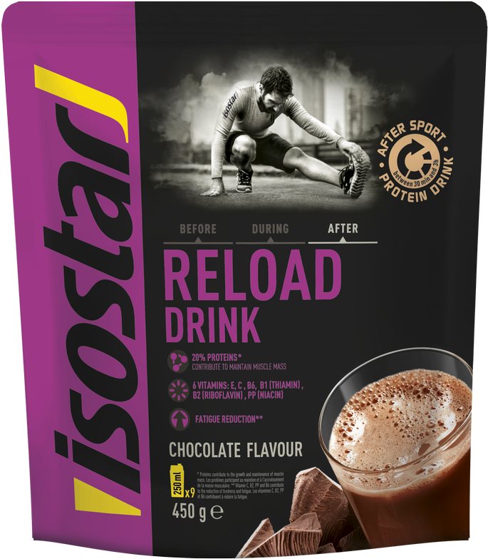 Isostar 450g powder after sport reload čokoláda