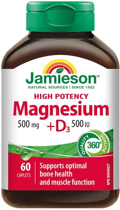 Jamieson Hořčík 500 mg s vitaminem D 500 IU 60 tablet
