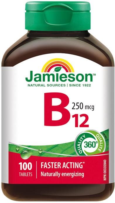 JAMIESON Vitamín B12 metylkobalamín 250 mcg 100 tablet
