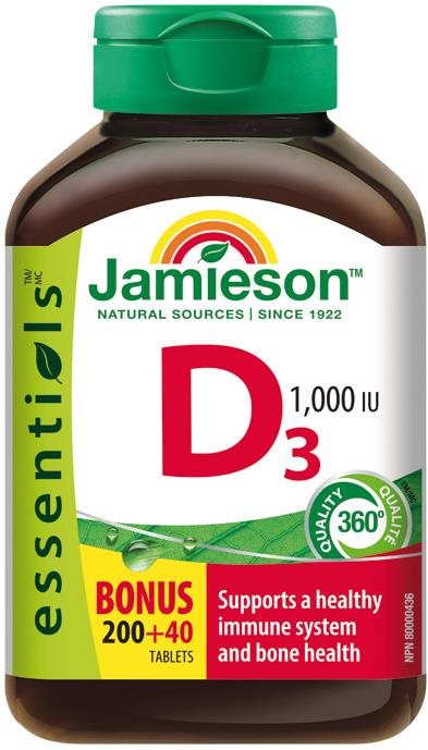 Jamieson Vitamín D3 1000 IU 240 tablet