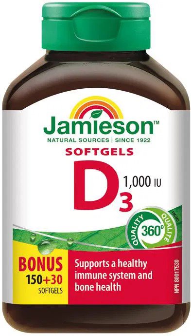 JAMIESON Vitamín D3 1000 IU 180 kapslí