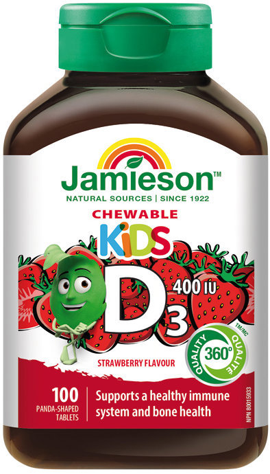 Jamieson Vitamín D3 Kids jahoda 100 cucacích tablet
