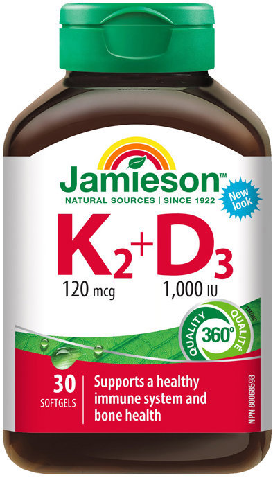 Jamieson Vitamíny K2 120 mcg a D3 1 000 IU 30 kapslí