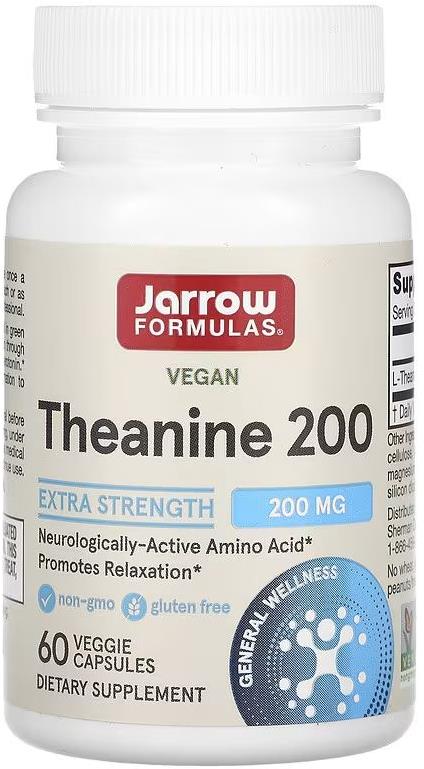 Jarrow Formulas Theanine, 200 mg, 60 veg kapslí