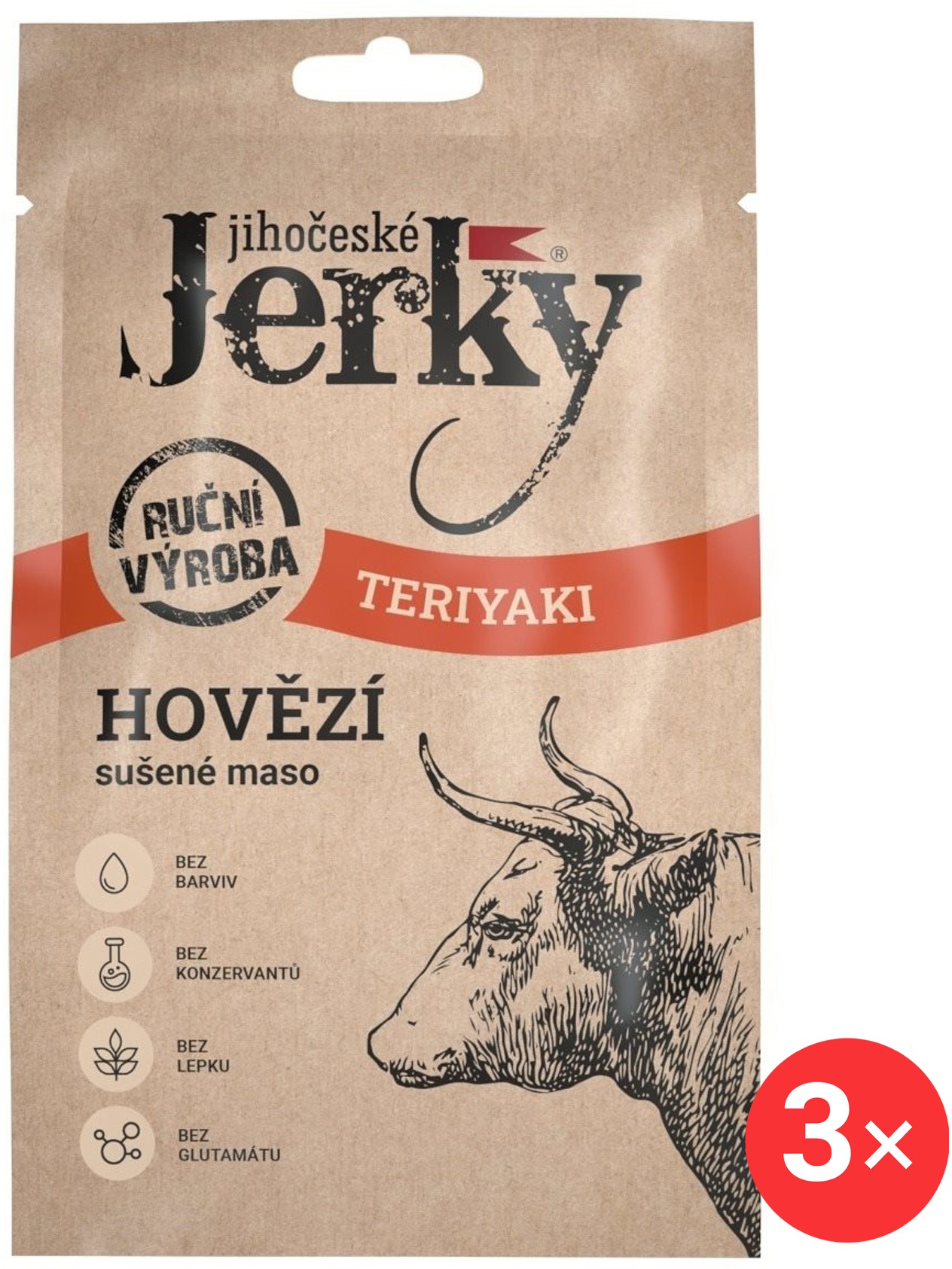 Jihočeské Jerky Hovězí teriyaki 3 x 20 g