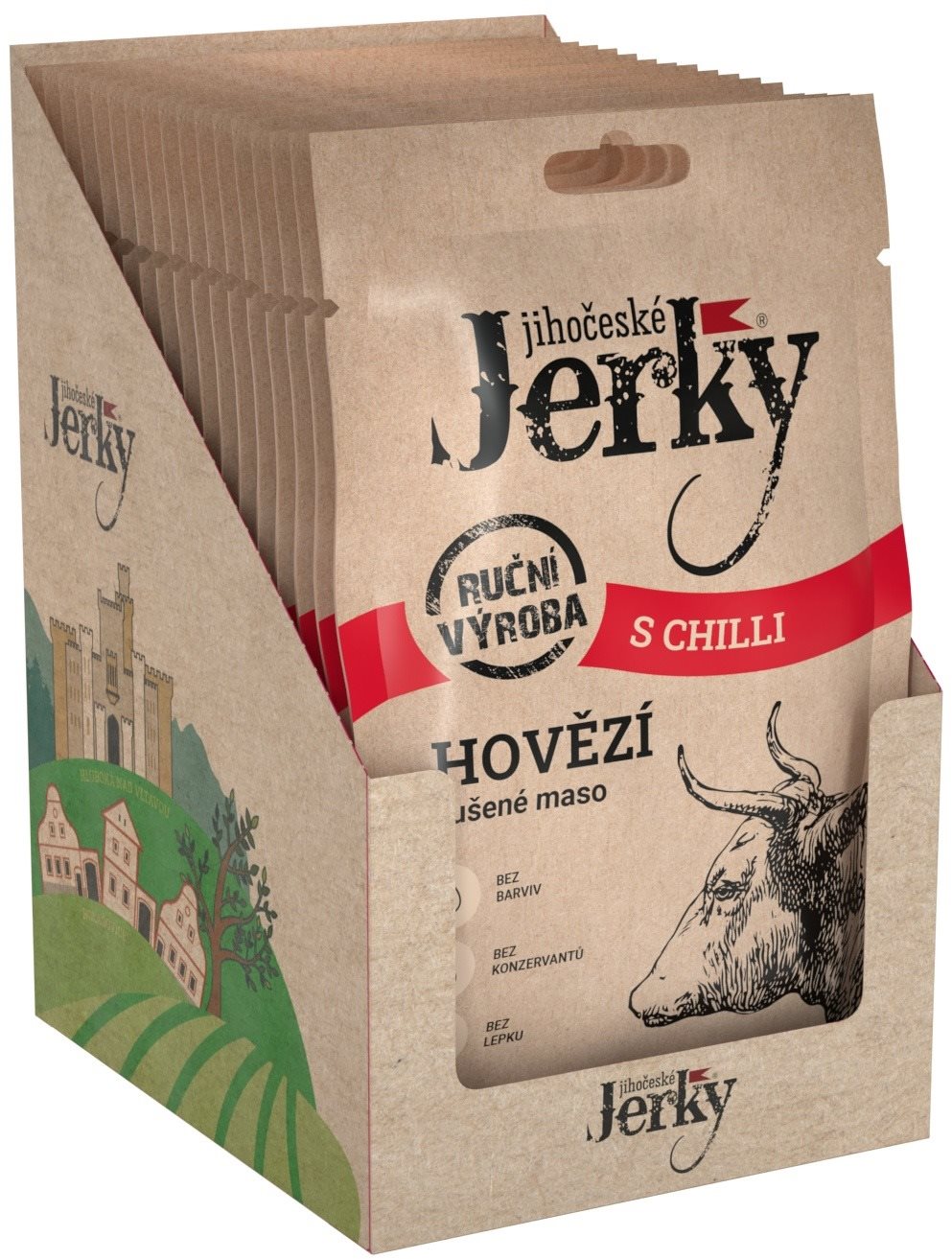 Jihočeské Jerky Hovězí s chilli 400 g (20 x 20 g)
