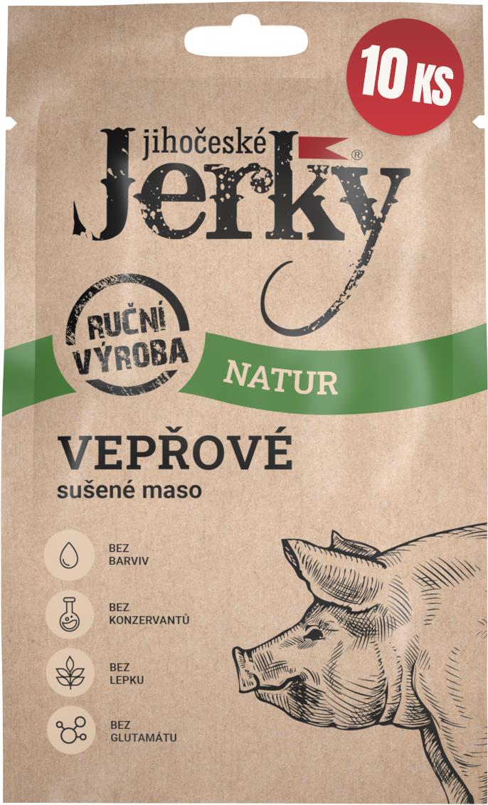Jihočeské Jerky Vepřové natur 200 g (10 × 20 g)